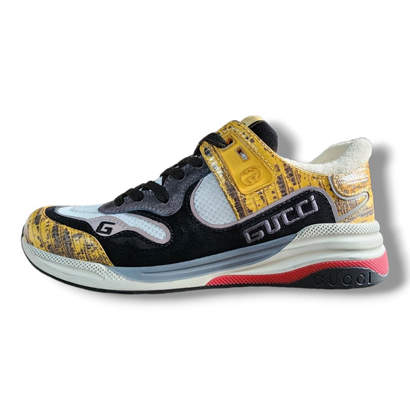 Gucci Ultrapace Yellow & Black Mixed Media Sneakers US Men’s 5.5/US Women’s 6.5 - Picture 2 of 16